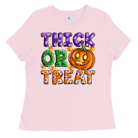 Bubblegum Pink Thick Or Treat Ladies Tee - Artiststas