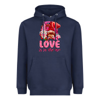 Navy Love is in the air with gnomies Valentine's Day Heavyweight Hoodie - HowdyJamesFarm