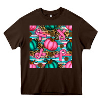 Chocolate Brown breast cancer awareness with pumpkins seamless pattern Heavy Core Tee - BundleAndBundleShop
