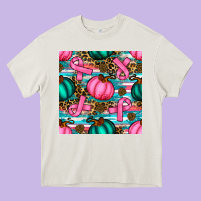 Breast Cancer Awareness With Pumpkins Seamless Pattern Heavy Core Tee Designed By Bundleandbundleshop