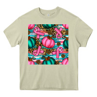 Mossy breast cancer awareness with pumpkins seamless pattern Heavy Core Tee - BundleAndBundleShop