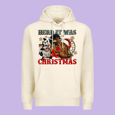 Herd It Was Christmas Premium Hoodie Designed By Cowgirlartshop