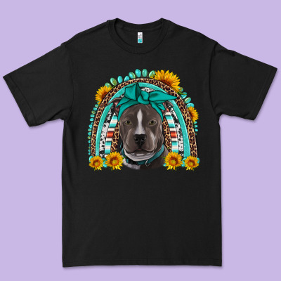 Western Pitbull Rainbow Premium Tee Designed By Artiststas