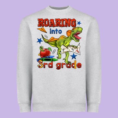 Roaring Into 3rd Grade Heavyweight Sweatshirt Designed By Bundleandbundleshop