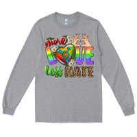Heather Grey More Love Less Hate LGBTQ Long Sleeve Tee - BundleAndBundleShop