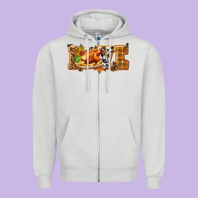 Love With Turkey Zipper Hoodie Designed By Texasbilliewilder