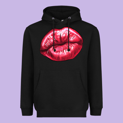 Lip Mark Valentine's Day Heavyweight Hoodie Designed By Howdyjamesfarm