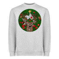 Heather Grey deer christmas Heavyweight Sweatshirt - BundleAndBundleShop