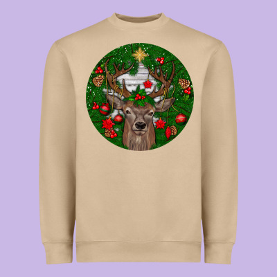 Deer Christmas Heavyweight Sweatshirt Designed By Bundleandbundleshop
