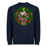Navy deer christmas Heavyweight Sweatshirt - BundleAndBundleShop