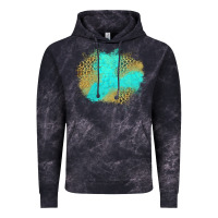 Cloud Black turquoise leopard patch Vintage Hoodie - Jasminsmagicworld