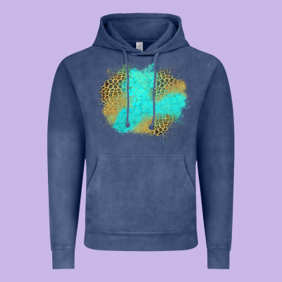 Turquoise Leopard Patch Vintage Hoodie Designed By Jasminsmagicworld