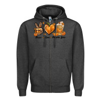 Charcoal Heather Peace Love Pumpkin Spice Zipper Hoodie - texasbilliewilder