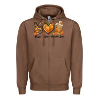 Chestnut Peace Love Pumpkin Spice Zipper Hoodie - texasbilliewilder