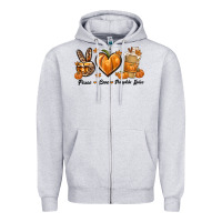 Heather Grey Peace Love Pumpkin Spice Zipper Hoodie - texasbilliewilder