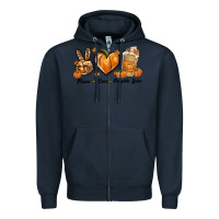 Navy Peace Love Pumpkin Spice Zipper Hoodie - texasbilliewilder