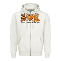 Oatmeal Heather Peace Love Pumpkin Spice Zipper Hoodie - texasbilliewilder