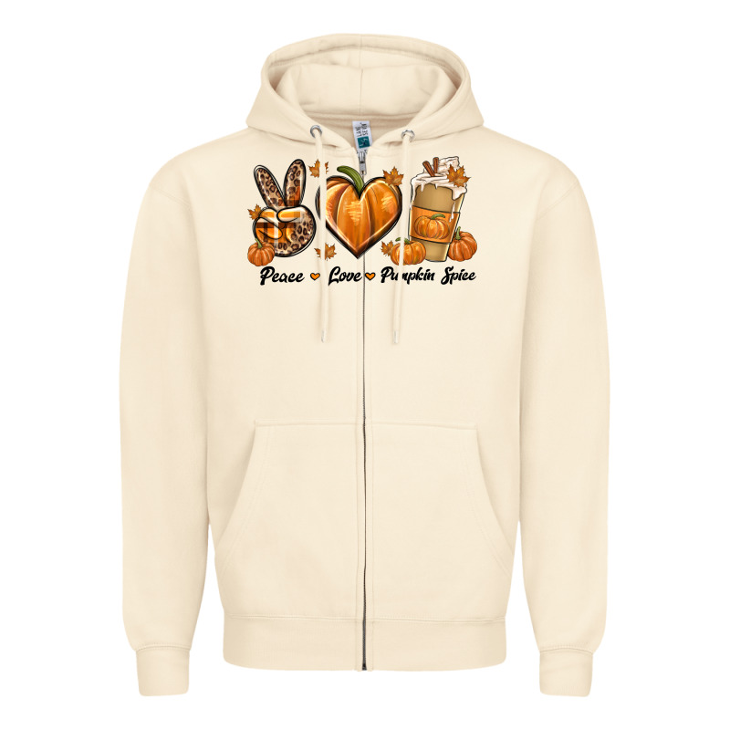 Peace Love Pumpkin Spice Zipper Hoodie by texasbilliewilder | Teevron