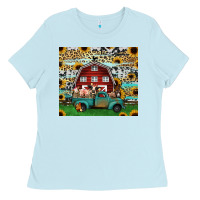 Baby Blue farm animals red barn tumbler 20oz Ladies Tee - Jasminsmagicworld