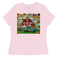 Bubblegum Pink farm animals red barn tumbler 20oz Ladies Tee - Jasminsmagicworld