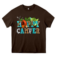 Chocolate Brown happy camper with trees and map Heavy Core Tee - AdoDesignShop