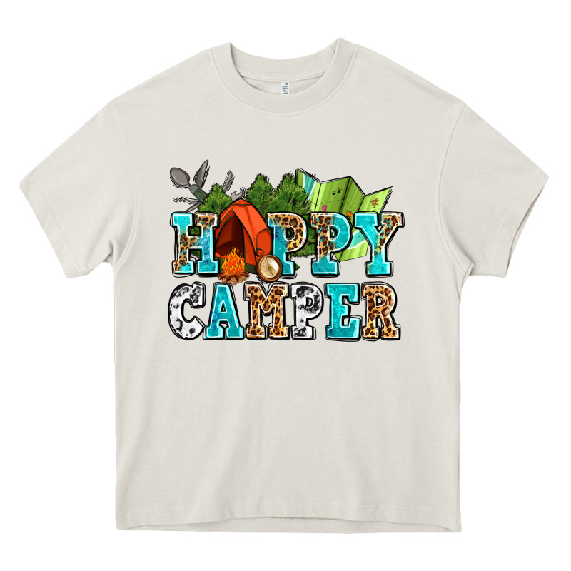 Happy Camper With Trees And Map Heavy Core Tee by AdoDesignShop | Teevron