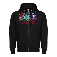 Black Peace love dia de los muertos Zipper Hoodie - NancyCooperArtShop