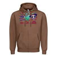Chestnut Peace love dia de los muertos Zipper Hoodie - NancyCooperArtShop