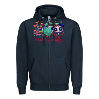 Navy Peace love dia de los muertos Zipper Hoodie - NancyCooperArtShop