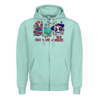 Seafoam Peace love dia de los muertos Zipper Hoodie - NancyCooperArtShop