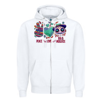 White Peace love dia de los muertos Zipper Hoodie - NancyCooperArtShop