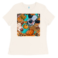 Bone autumn cows seamless pattern Ladies Tee - BundleAndBundleShop