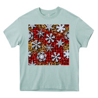 Christmas Snow Crystals With Plaid Seamless Pattern Heavy Core Tee | Teevron