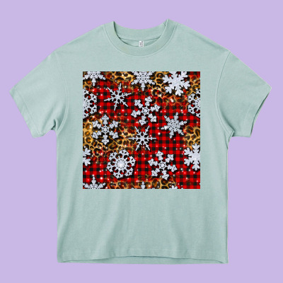 Christmas Snow Crystals With Plaid Seamless Pattern Heavy Core Tee Designed By Bundleandbundleshop