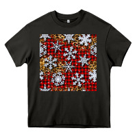 Asphalt christmas snow crystals with plaid seamless pattern Heavy Core Tee - BundleAndBundleShop