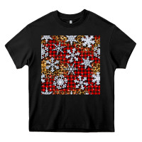 Black christmas snow crystals with plaid seamless pattern Heavy Core Tee - BundleAndBundleShop