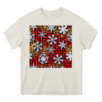 Cream christmas snow crystals with plaid seamless pattern Heavy Core Tee - BundleAndBundleShop