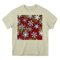 Mossy christmas snow crystals with plaid seamless pattern Heavy Core Tee - BundleAndBundleShop
