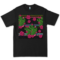 Black mexican rose and cactus seamless pattern Premium Tee - BundleAndBundleShop