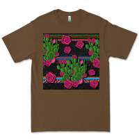 Cacao mexican rose and cactus seamless pattern Premium Tee - BundleAndBundleShop