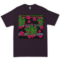 Plum mexican rose and cactus seamless pattern Premium Tee - BundleAndBundleShop