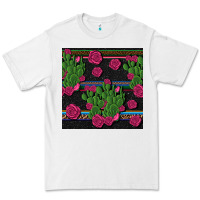 White mexican rose and cactus seamless pattern Premium Tee - BundleAndBundleShop