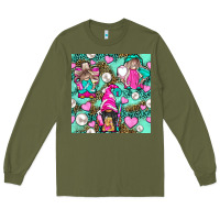 Army Green Hairdresser Gnomes With Hearts And Pearls With Leopard Long Sleeve Tee - BundleAndBundleShop