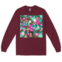 Burgundy Hairdresser Gnomes With Hearts And Pearls With Leopard Long Sleeve Tee - BundleAndBundleShop