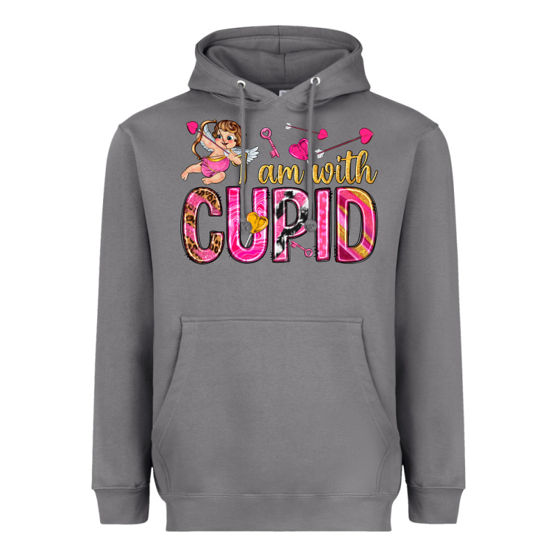 I Am With Cupid I Am With Cupid Valentine's Day Heavyweight Hoodie by HowdyJamesFarm | Teevron