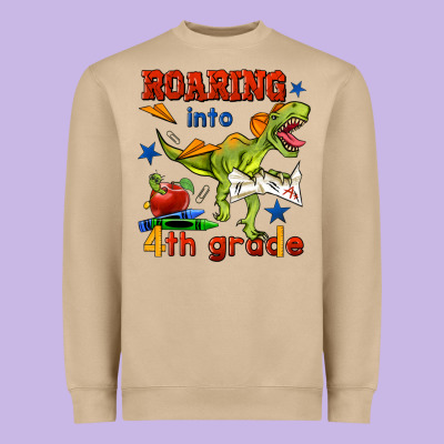 Roaring Into 4th Grade Heavyweight Sweatshirt Designed By Bundleandbundleshop