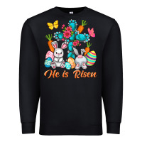 Black He is risen with Cross Easter Day Premium Sweatshirt - HowdyJamesFarm