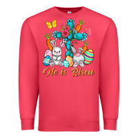 Cardinal He is risen with Cross Easter Day Premium Sweatshirt - HowdyJamesFarm