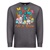 Charcoal Heather He is risen with Cross Easter Day Premium Sweatshirt - HowdyJamesFarm