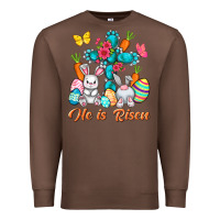 Chestnut He is risen with Cross Easter Day Premium Sweatshirt - HowdyJamesFarm